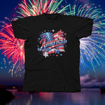 Load image into Gallery viewer, AMERICA WITH FLAG &amp; STARS - front of tee
