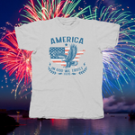 Load image into Gallery viewer, EAGLE WITH USA FLAG AMERICA IN GOD WE TRUST - front of tee
