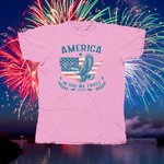 Load image into Gallery viewer, EAGLE WITH USA FLAG AMERICA IN GOD WE TRUST - front of tee
