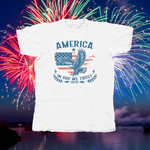Load image into Gallery viewer, EAGLE WITH USA FLAG AMERICA IN GOD WE TRUST - front of tee
