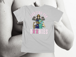 Load image into Gallery viewer, Fighting For Boobies - White With Pink Letters (2 Ribbons as O's) - back of tee
