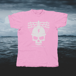 Load image into Gallery viewer, Light Gray Skull Lineman/Linewoman #STRONGERthananystorm - front of tee
