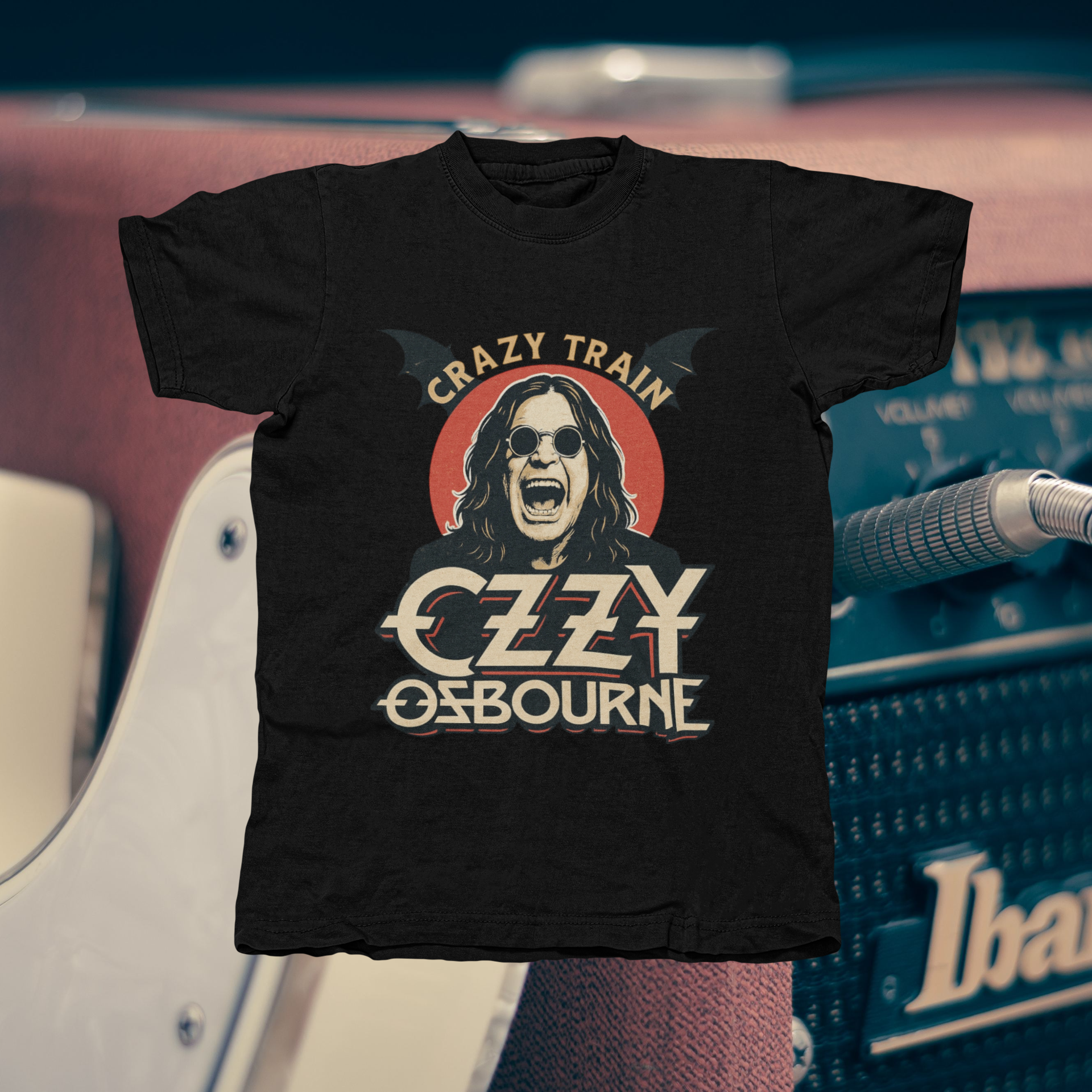 Ozzy Osbourne Crazy Train - front of tee