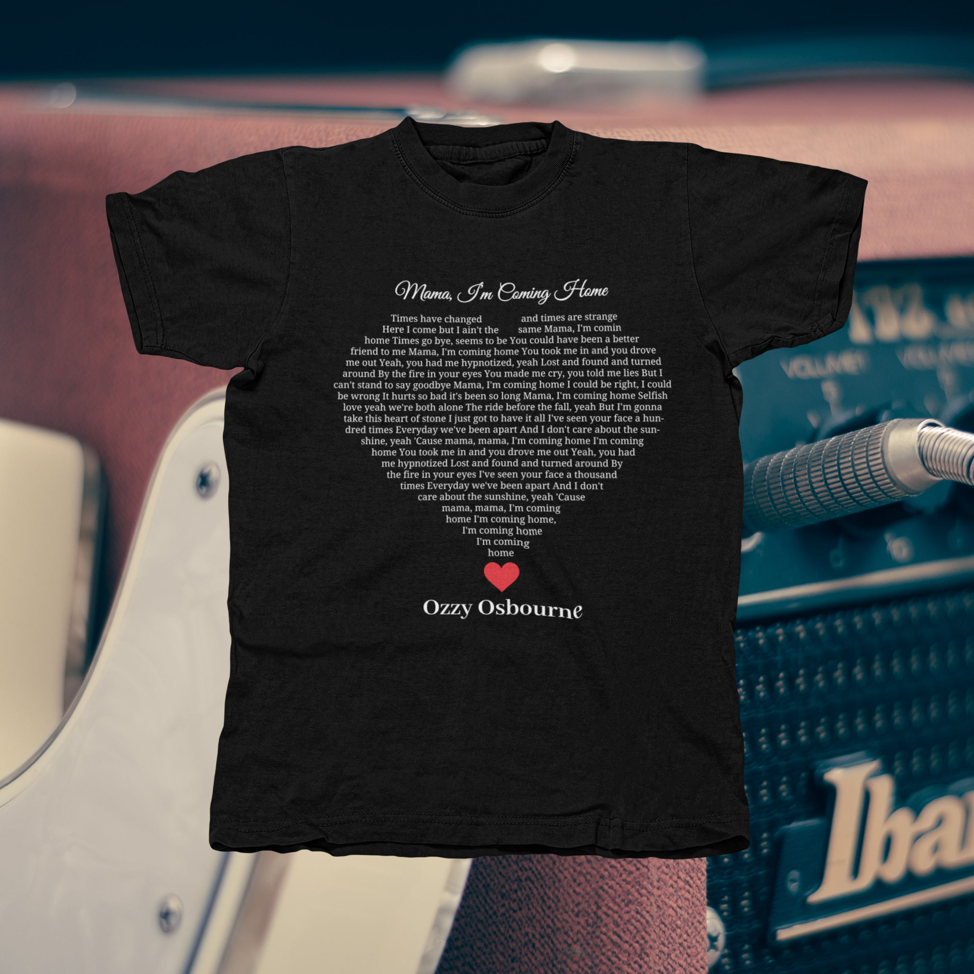 Ozzy Osbourne Mama I'm Coming Home Lyrics Heard - front of tee