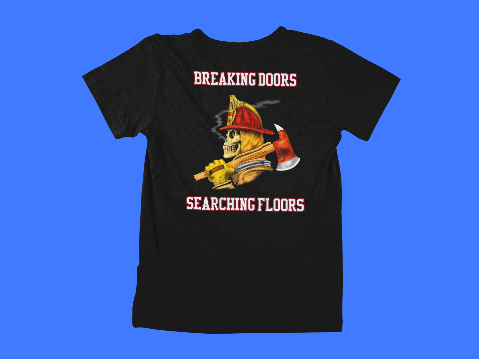 BDSF Smokin' Firefighter Skeleton - back of tee