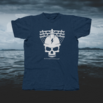 Load image into Gallery viewer, Light Gray Skull Lineman/Linewoman #STRONGERthananystorm - front of tee
