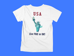 Load image into Gallery viewer, Statue Of Liberty - USA -  Live Free Or Die! - back of tee
