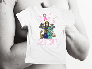 F&CK CANCER - White With Pink Letters - back of tee